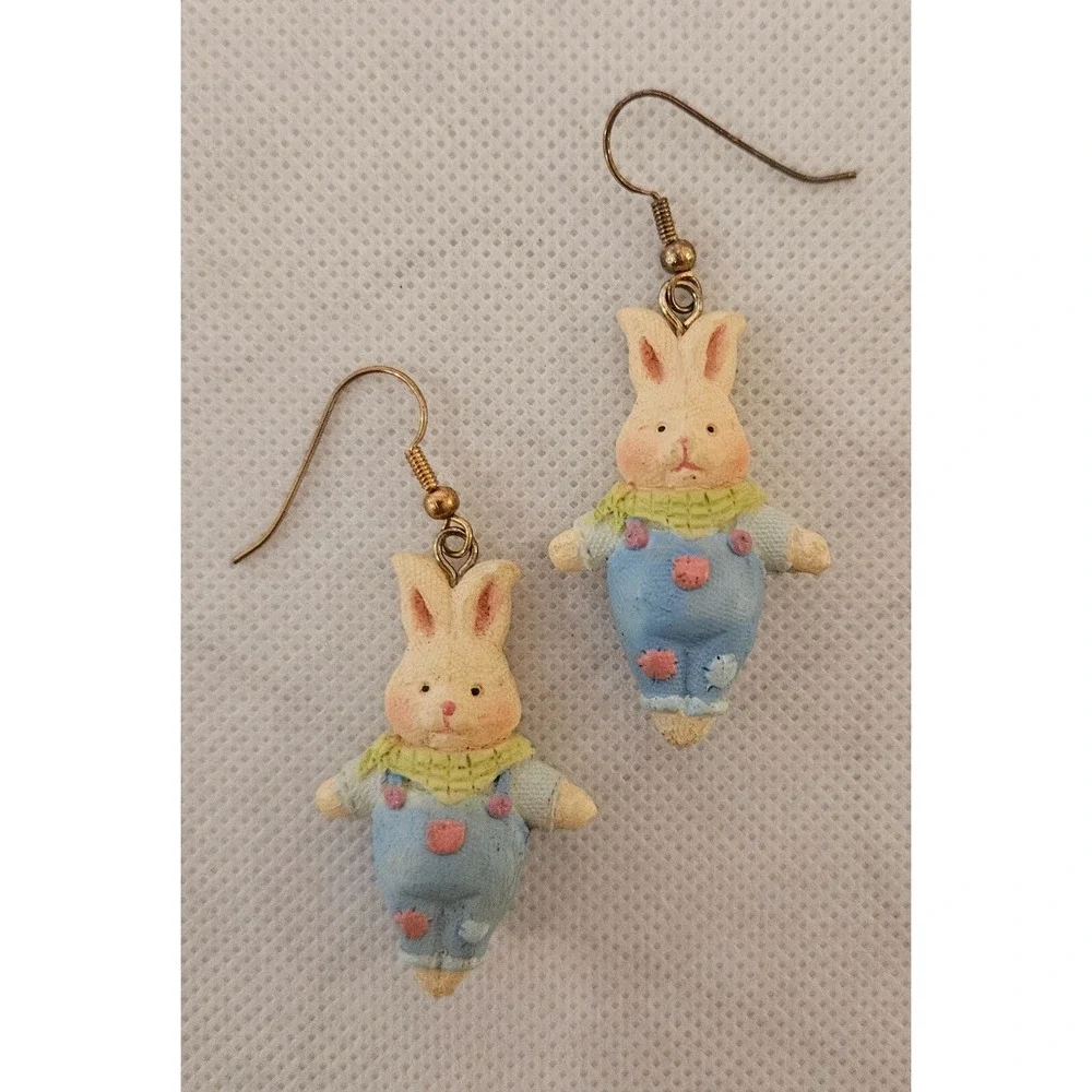 Bunny Rabbit Earrings Easter Springtime‎ Novelty Dangle Drop Cute Fun